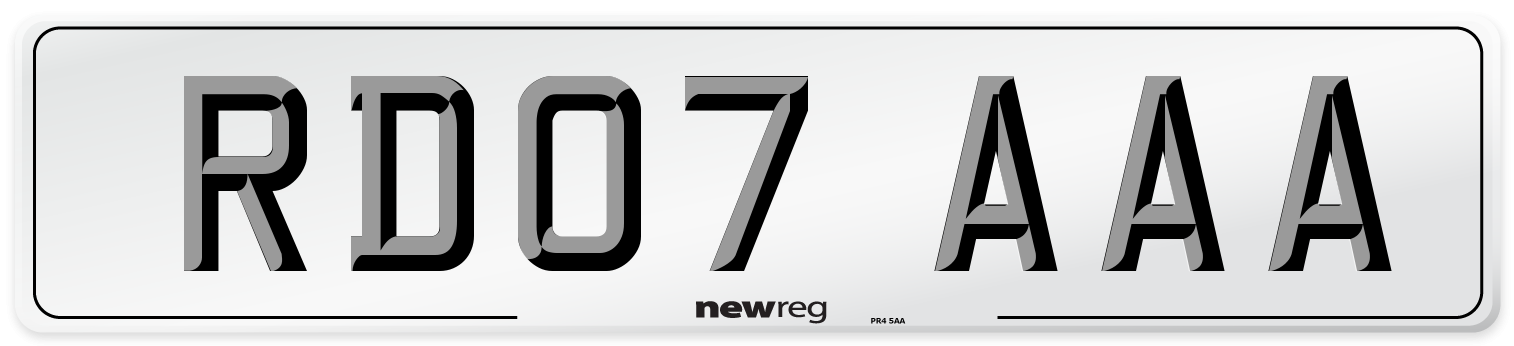 RD07 AAA Number Plate from New Reg